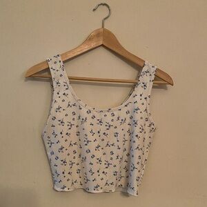 Floral White and Blue Women's Top
